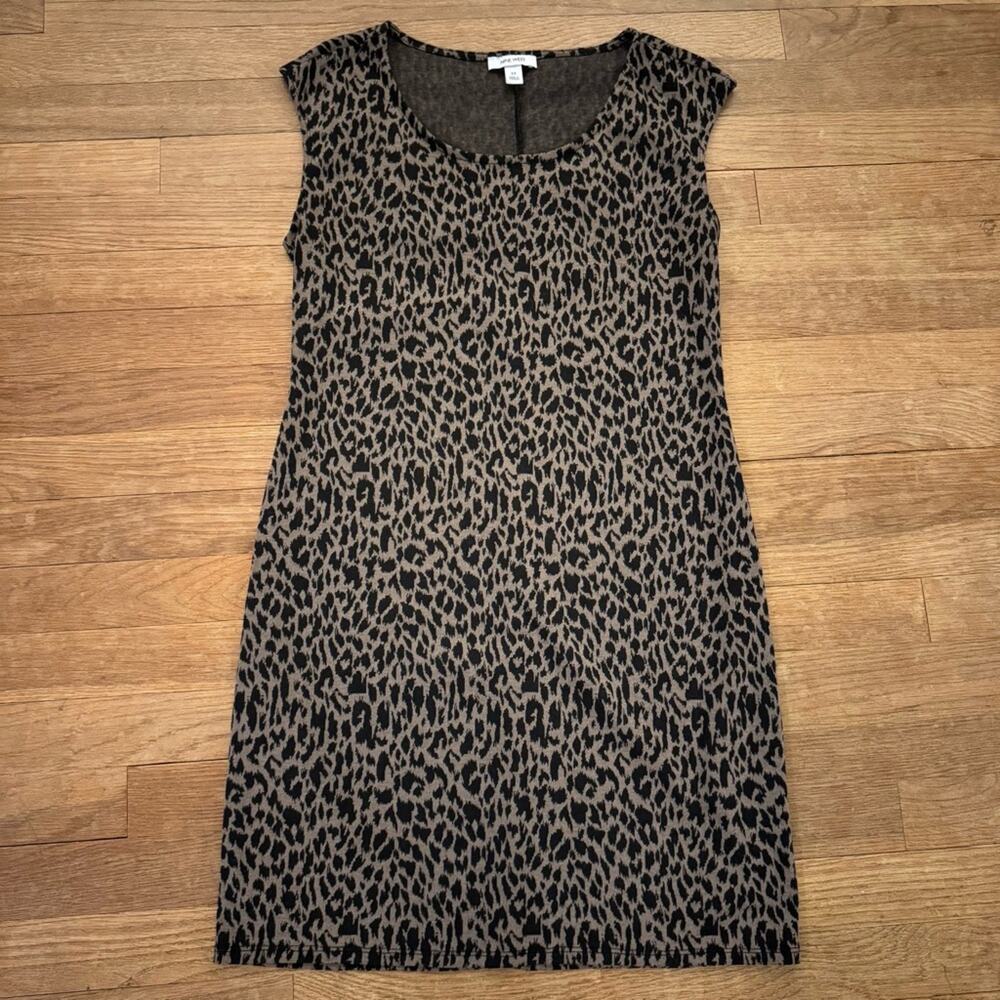 Nine West black taupe sleeveless mini shift dress size medium M
 b41